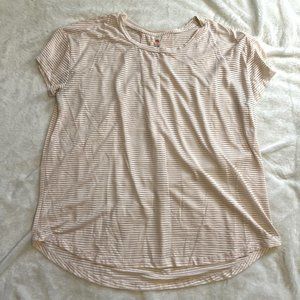 Light Pink Stripped Mesh T Shirt